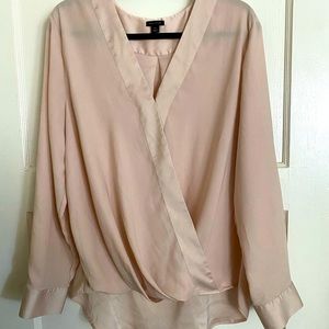 Ann Taylor Dusty Pink Cross Over Blouse